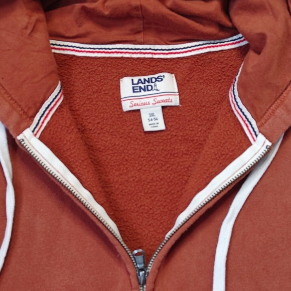 Lands End Mens Hooded Sweater Hoodie 3XL Serious Sweats Full Zip Lot Blue Orange - Picture 6 of 7